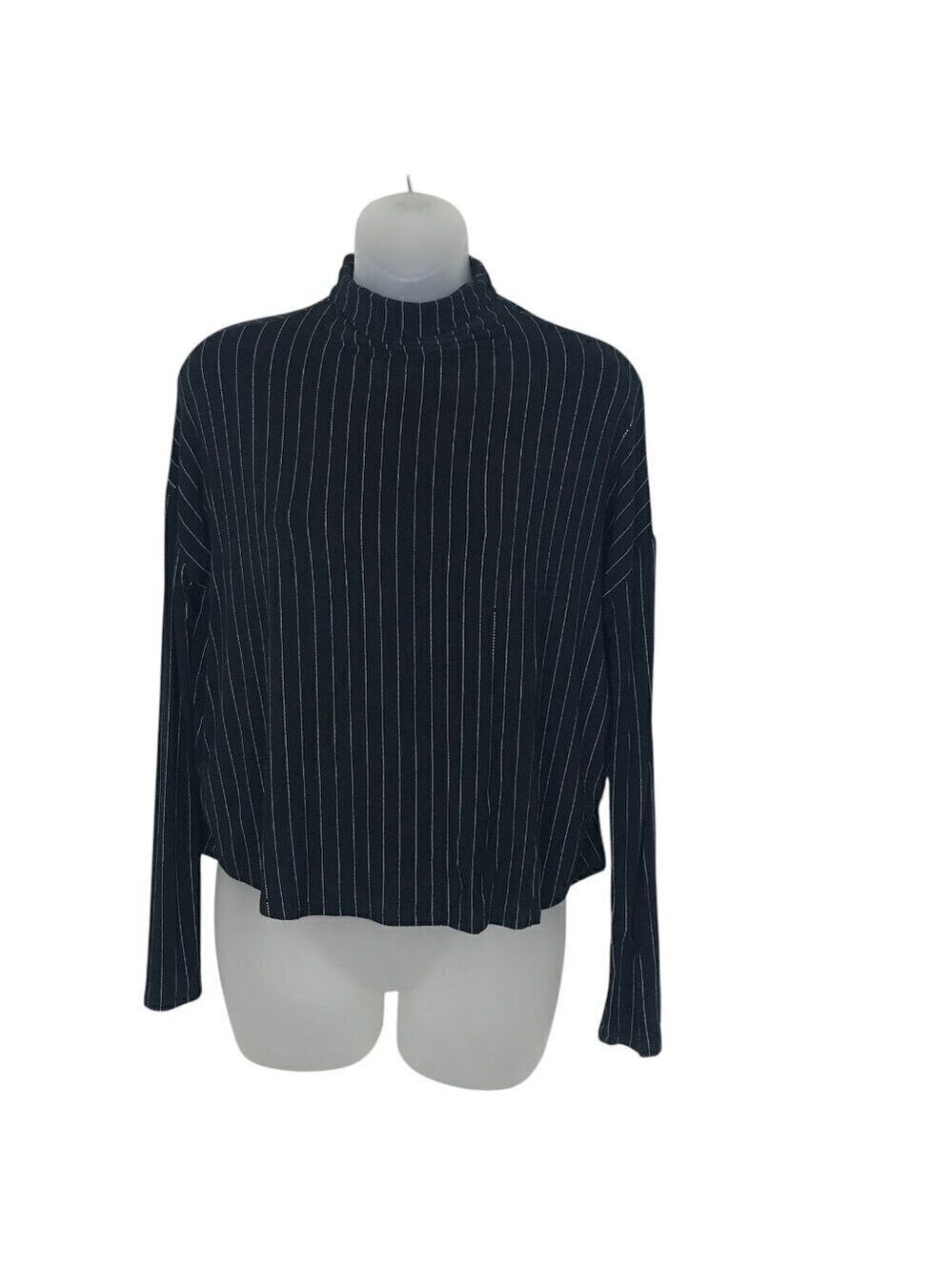 Aritzia Babaton Seaton Black & White Striped Cropped Turtleneck Size XS
